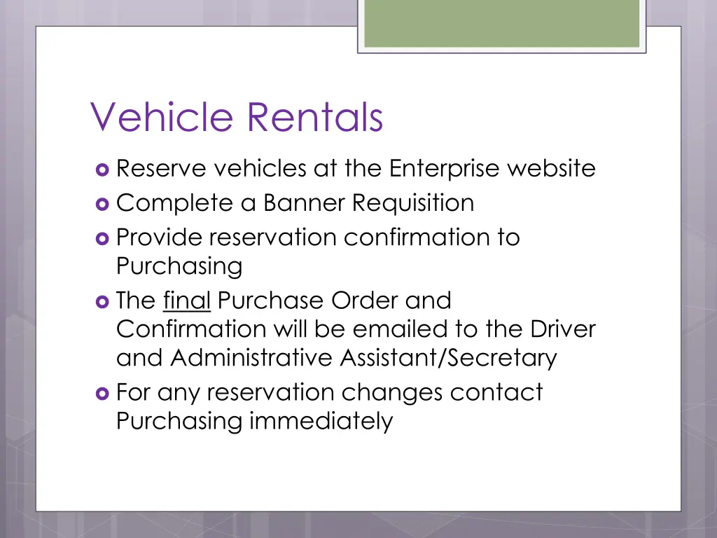 vehicle rentals