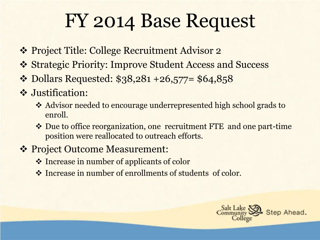 fy 2014 base request