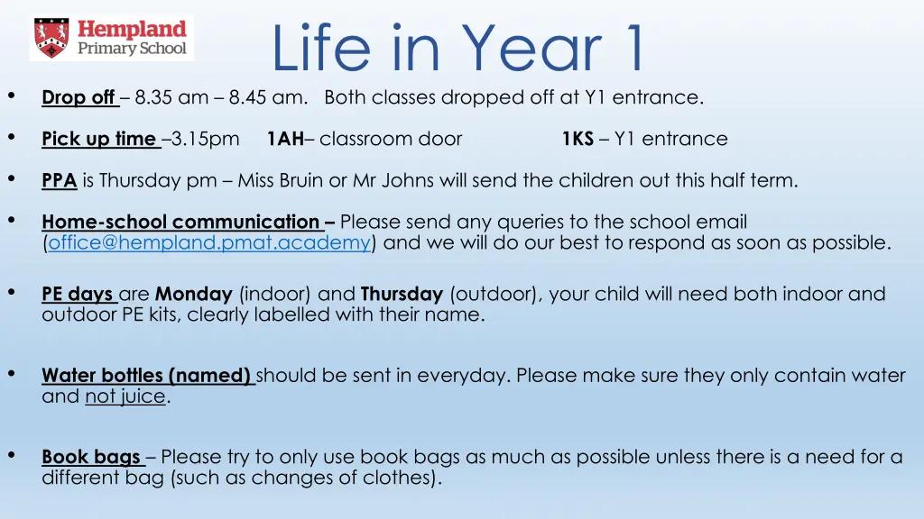 life in year 1