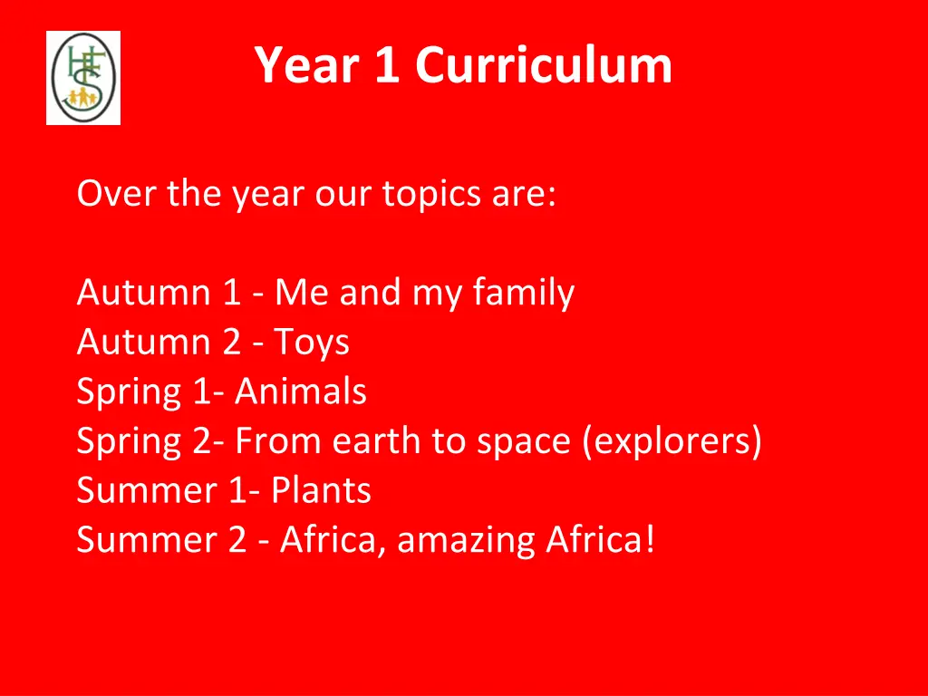 year 1 curriculum