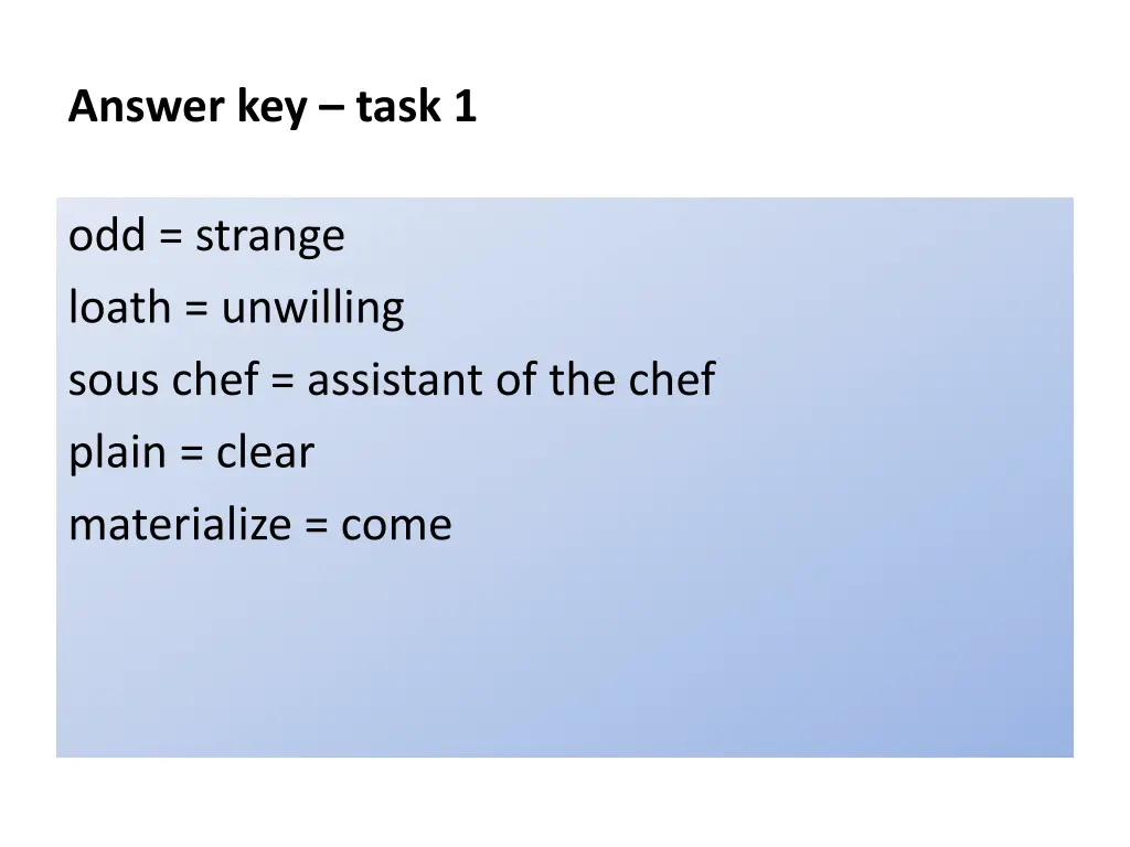 answer key task 1