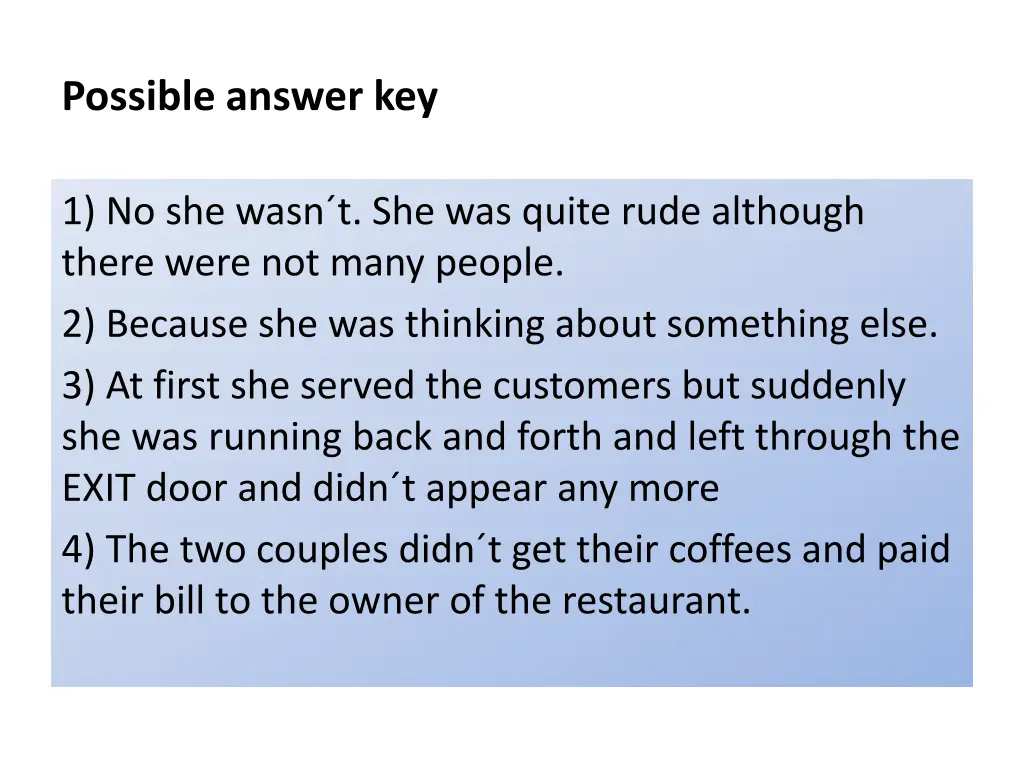 possible answer key