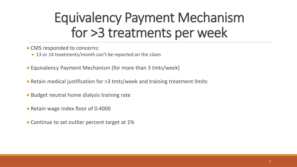 equivalency payment mechanism equivalency payment