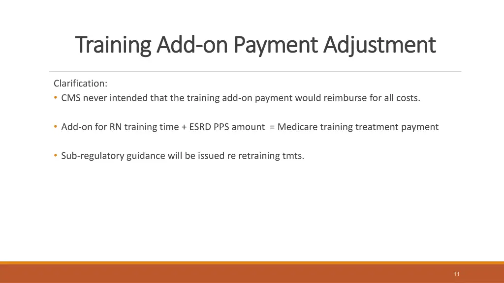 training add training add on payment adjustment