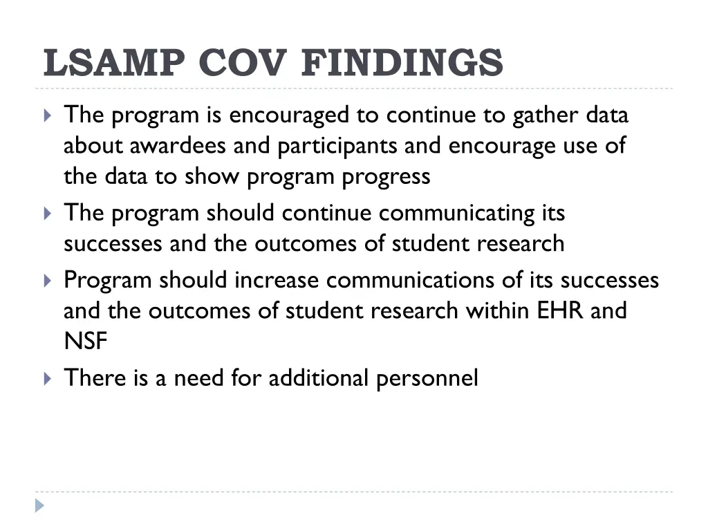 lsamp cov findings