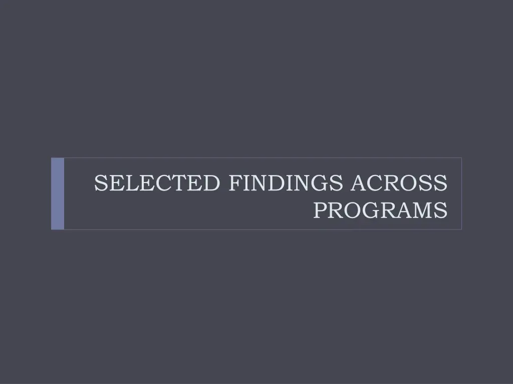 selected findings across