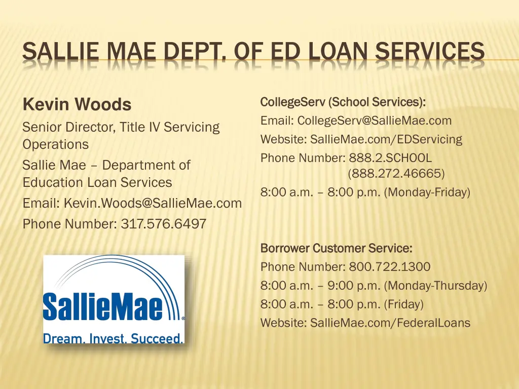 sallie mae dept of ed loan services