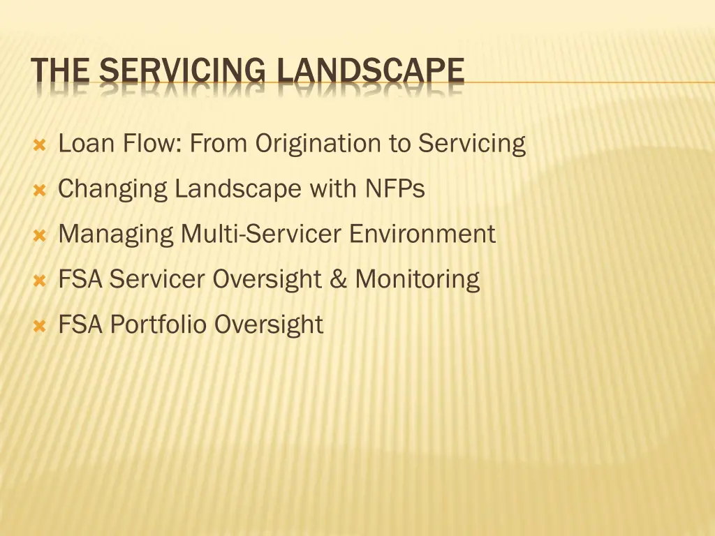 the servicing landscape 1