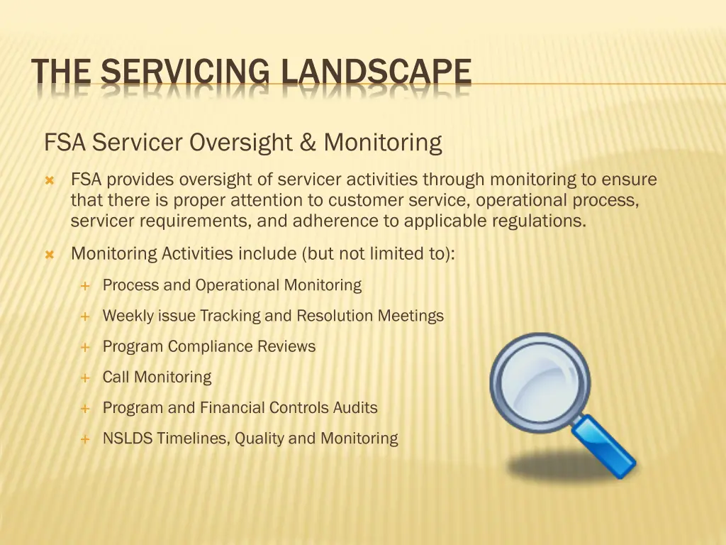 the servicing landscape 6