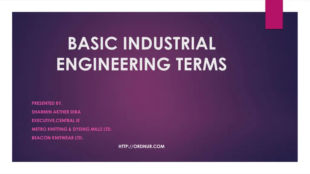basic industrial engineering terms
