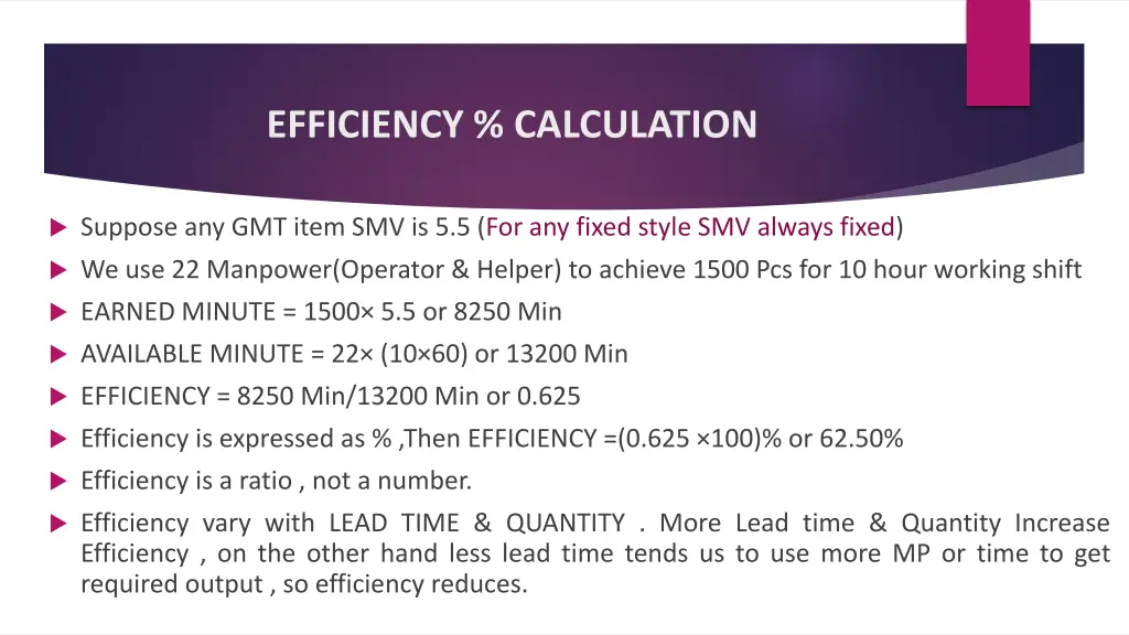 efficiency calculation