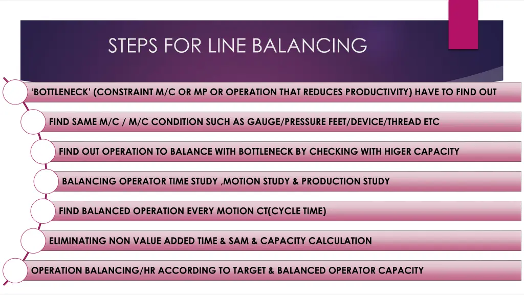 steps for line balancing