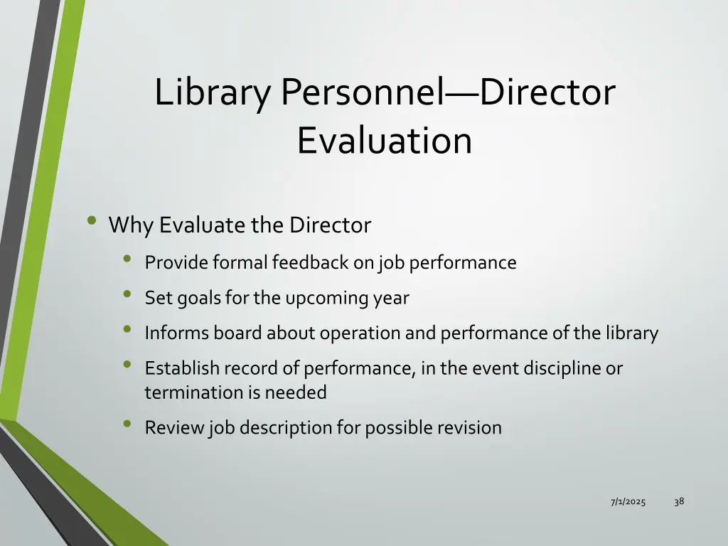 library personnel director evaluation