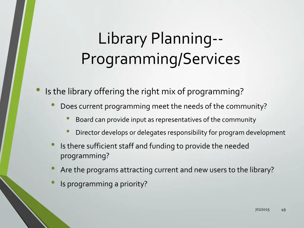 library planning programming services