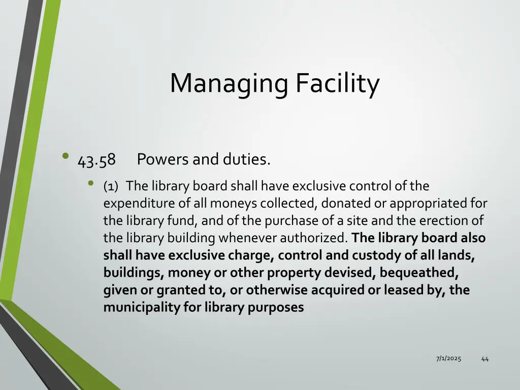 managing facility