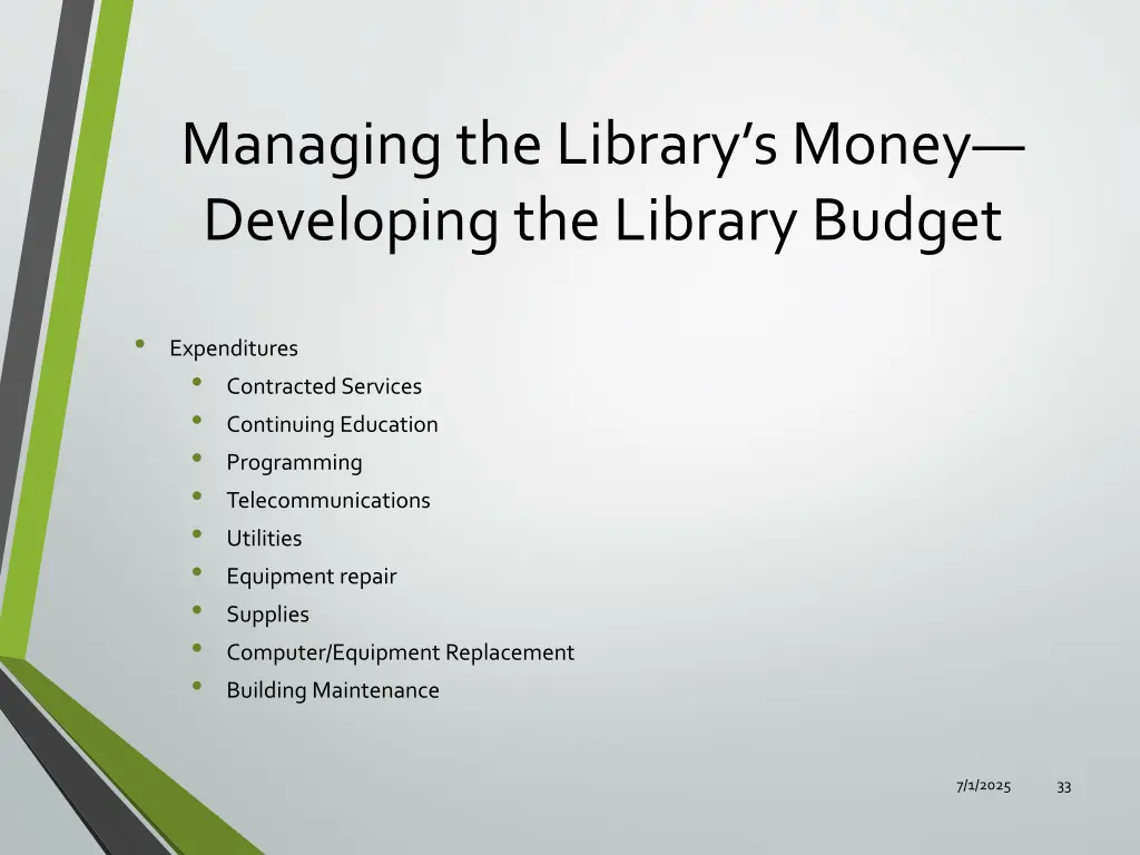 managing the library s money developing 5