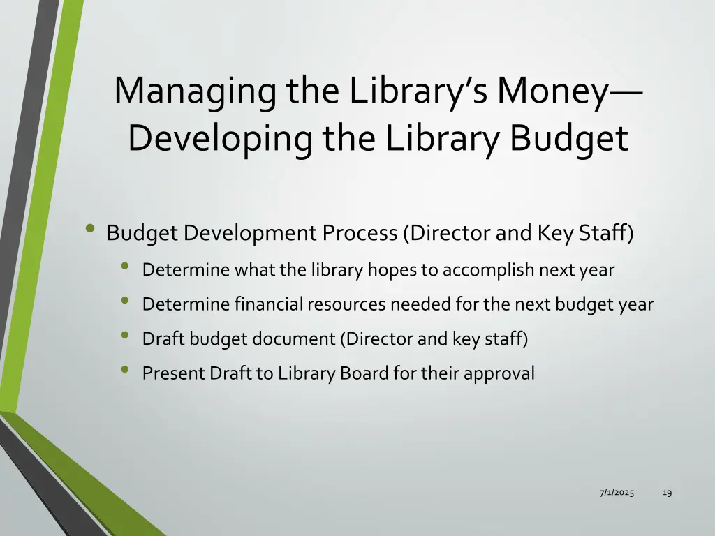 managing the library s money developing
