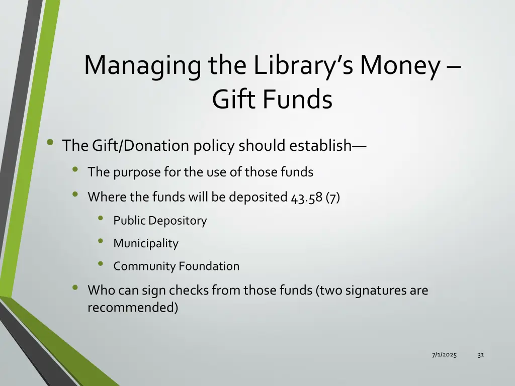 managing the library s money gift funds