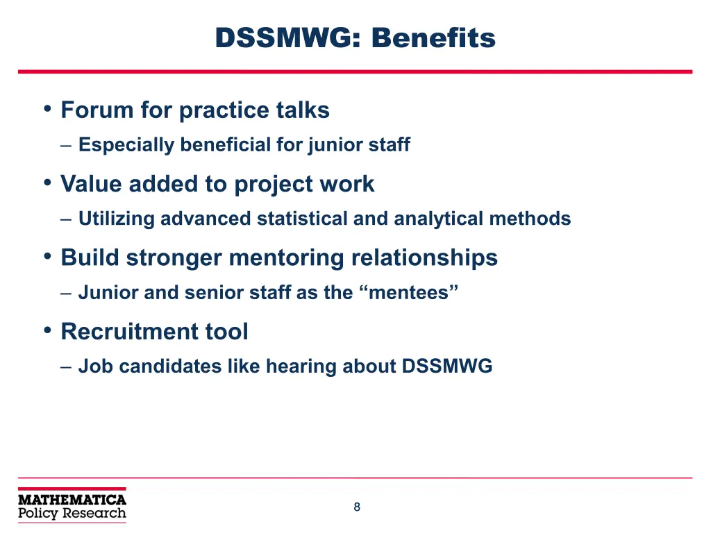 dssmwg benefits