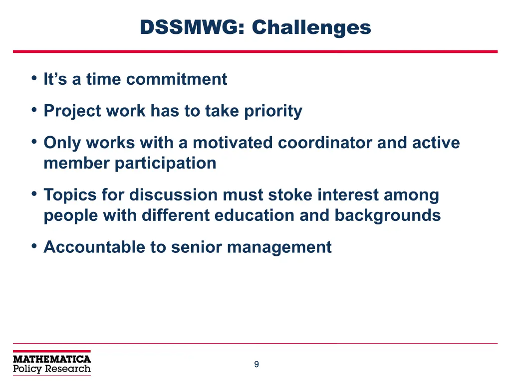 dssmwg challenges