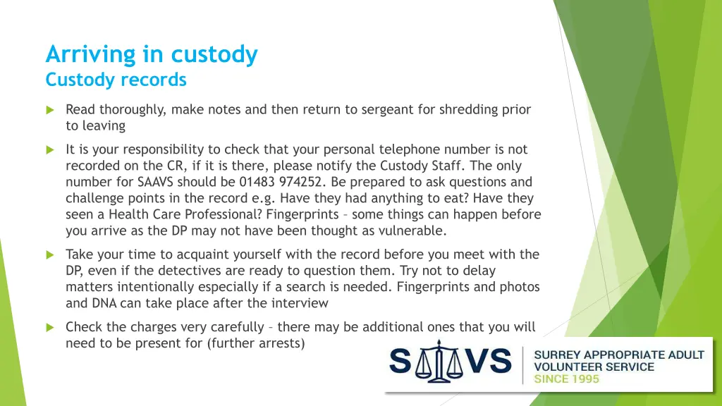 arriving in custody custody records