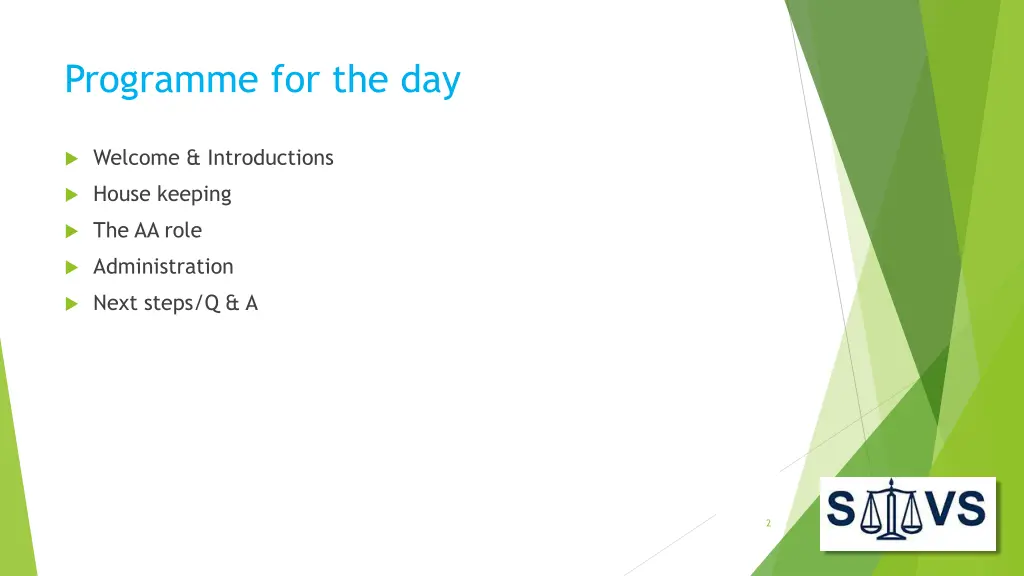 programme for the day