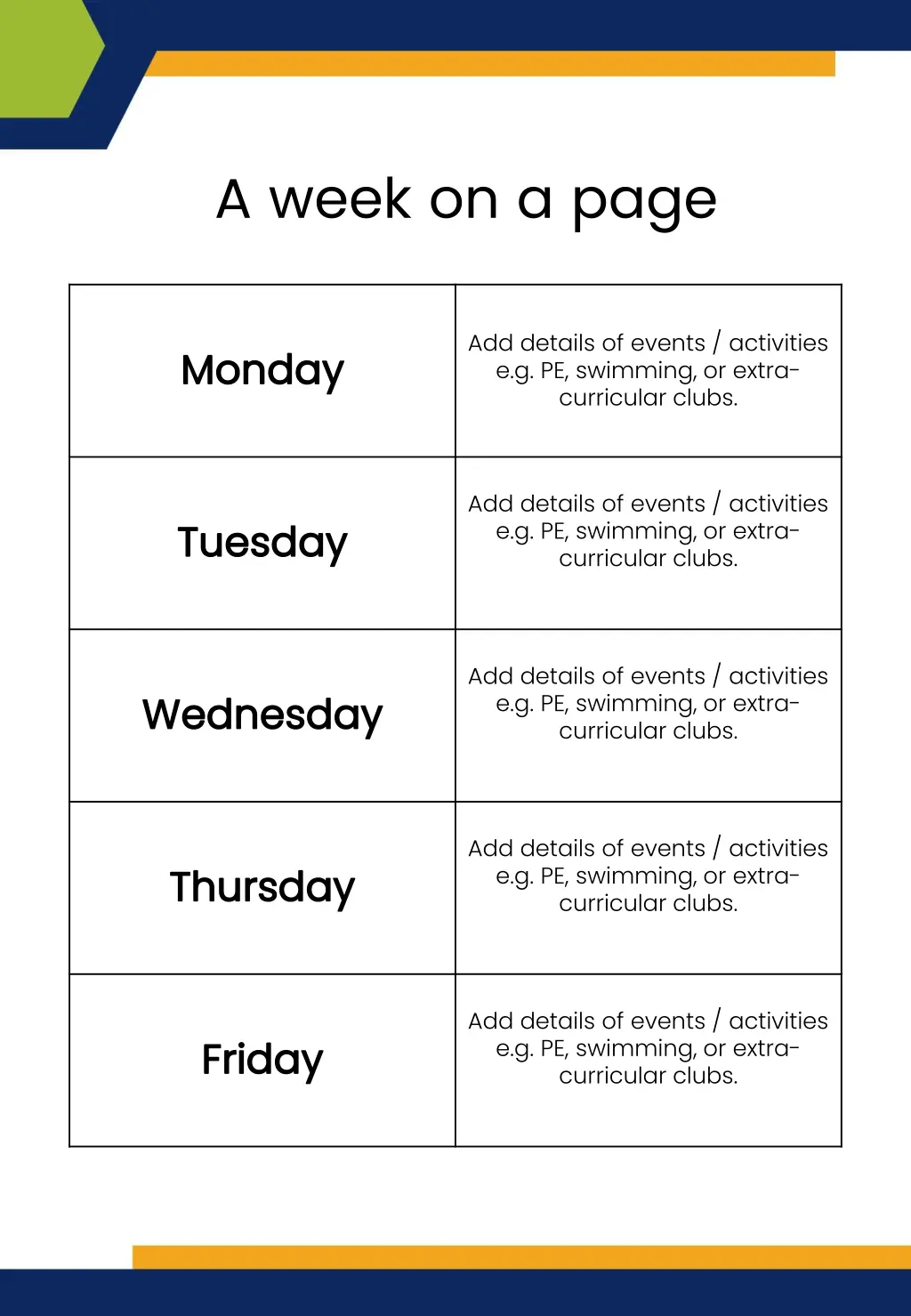 a week on a page
