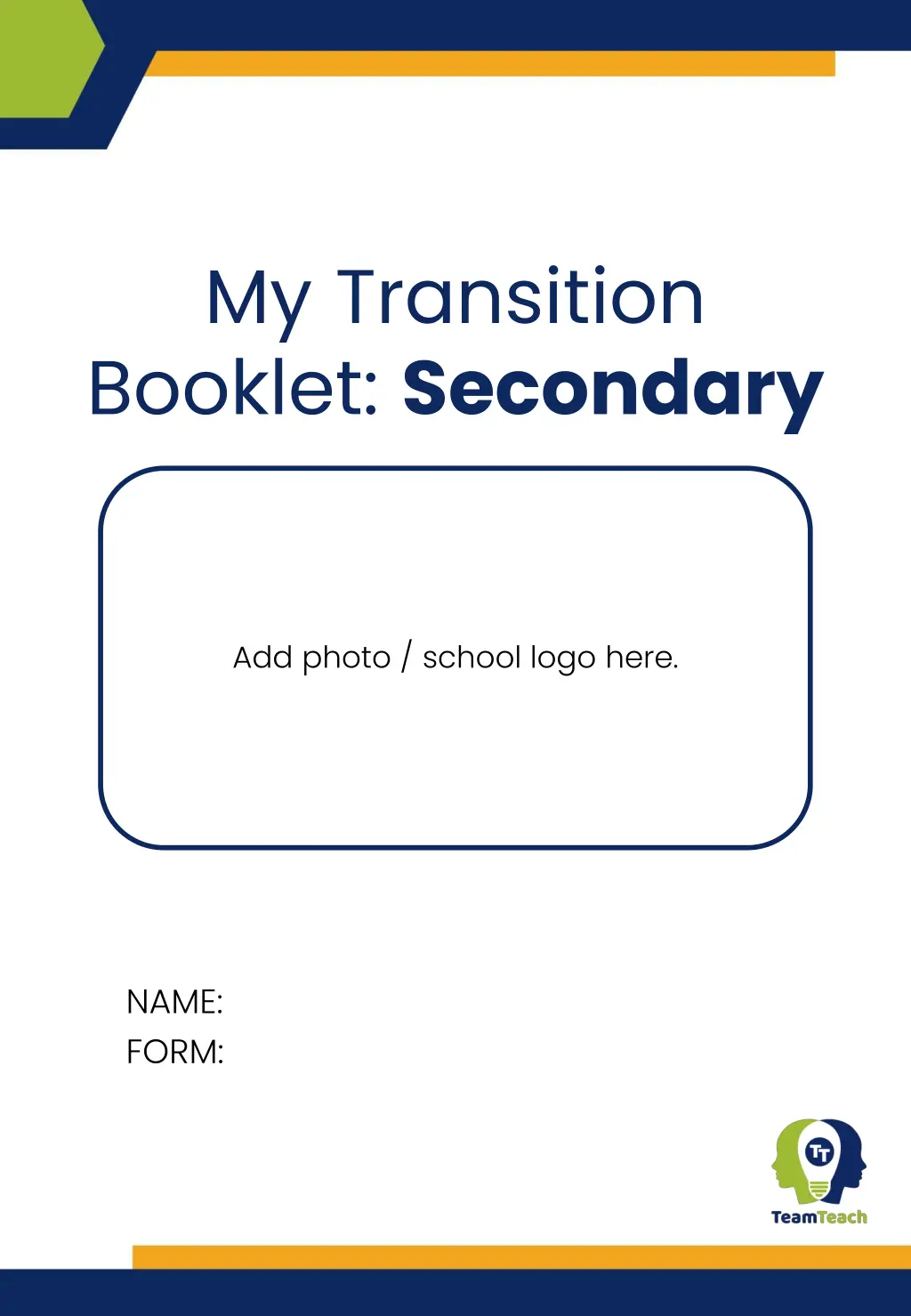 my transition booklet secondary