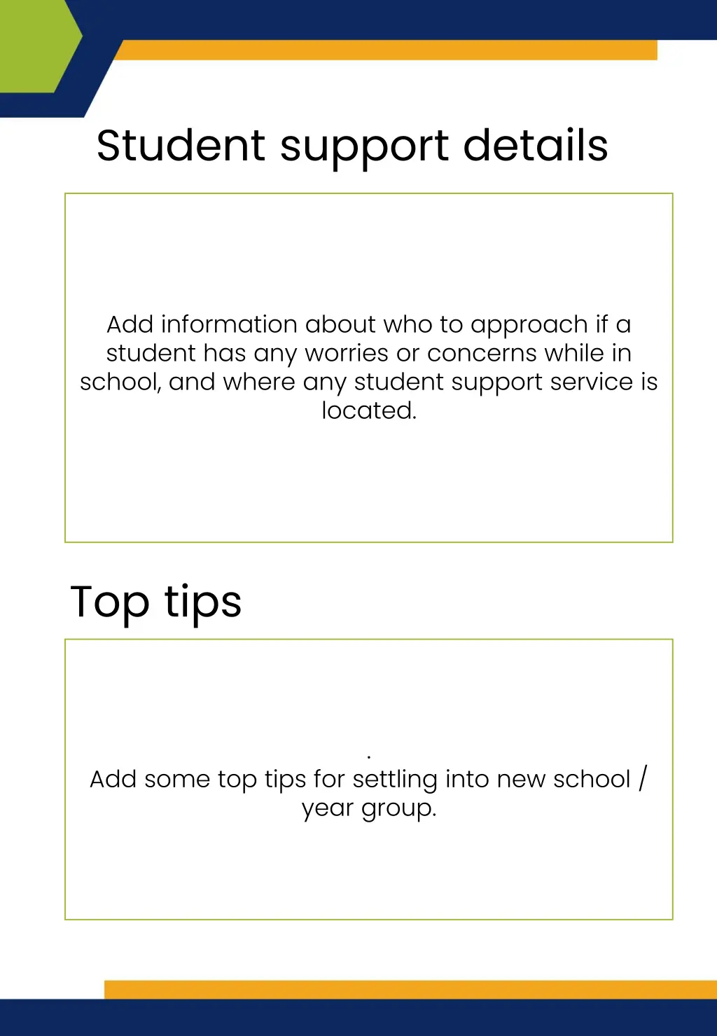 student support details