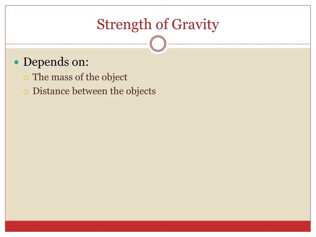 strength of gravity
