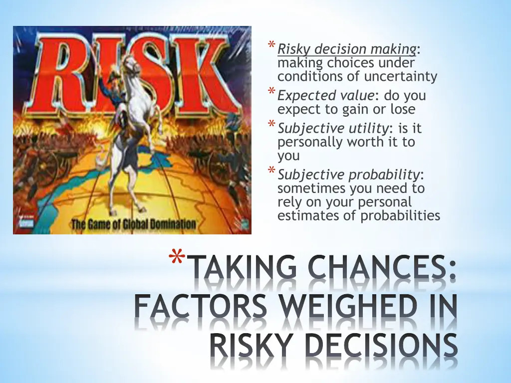 risky decision making making choices under