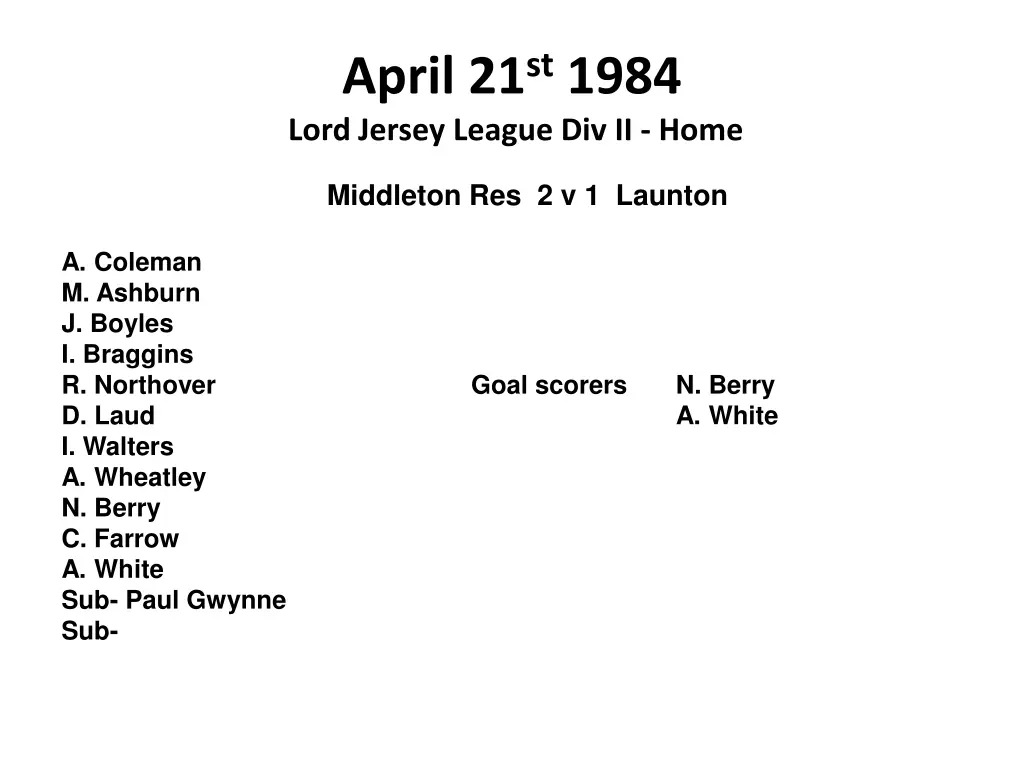 april 21 st 1984 lord jersey league div ii home
