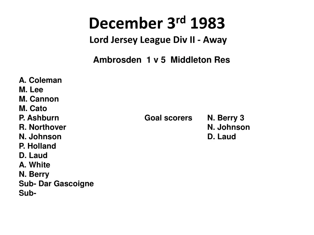 december 3 rd 1983 lord jersey league div ii away