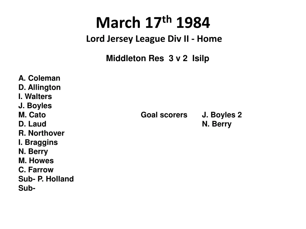march 17 th 1984 lord jersey league div ii home