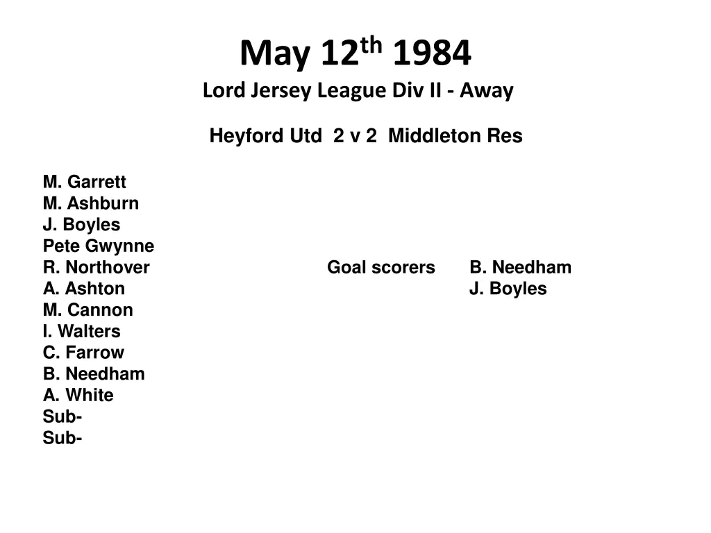 may 12 th 1984 lord jersey league div ii away
