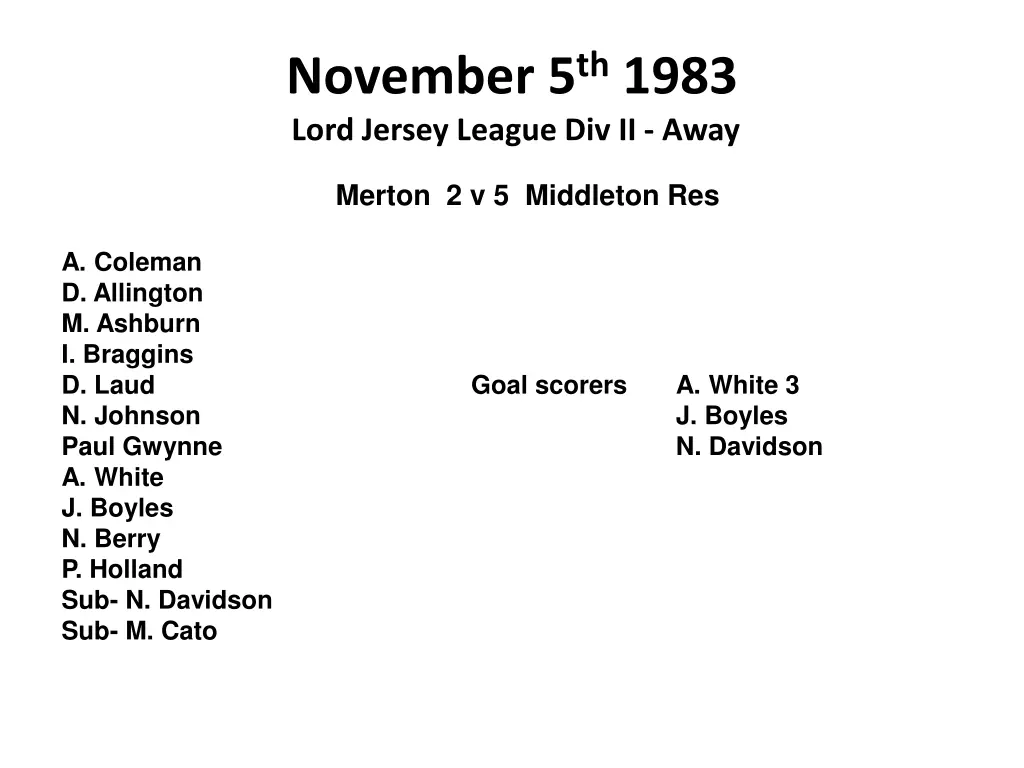 november 5 th 1983 lord jersey league div ii away