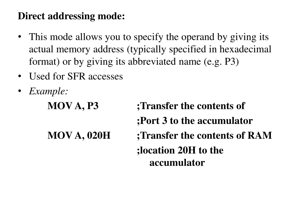 direct addressing mode