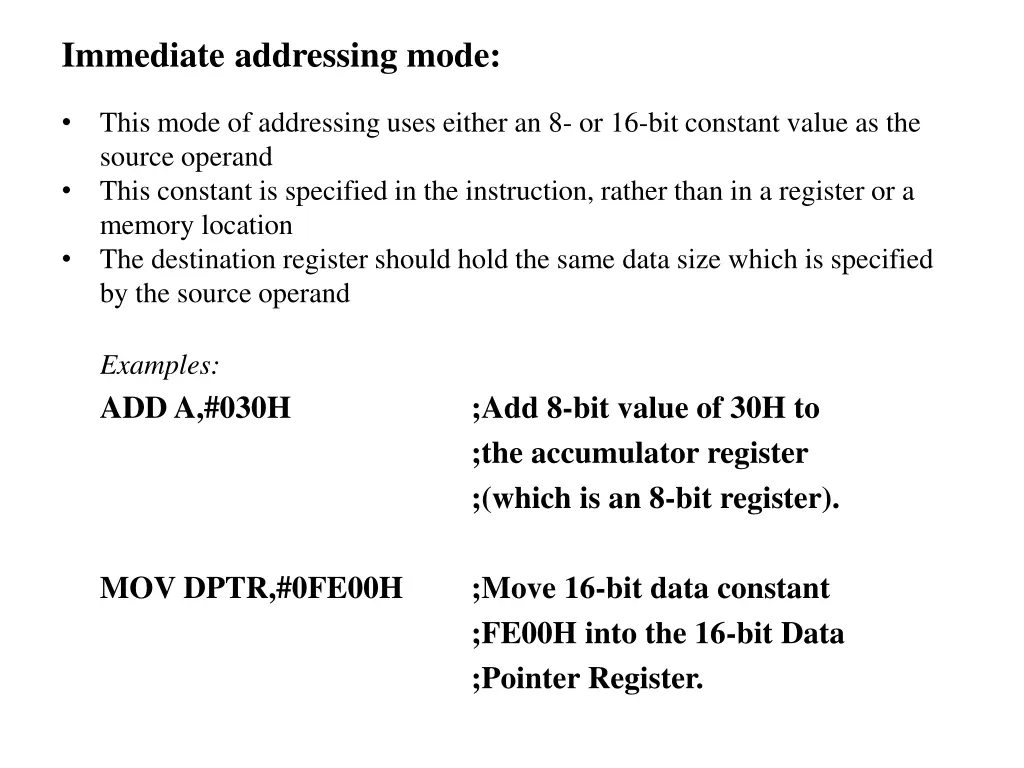 immediate addressing mode