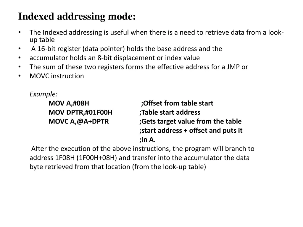 indexed addressing mode