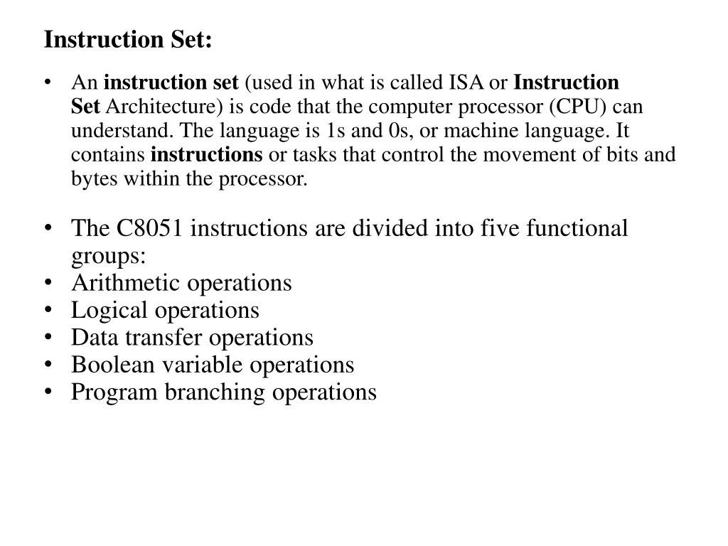instruction set