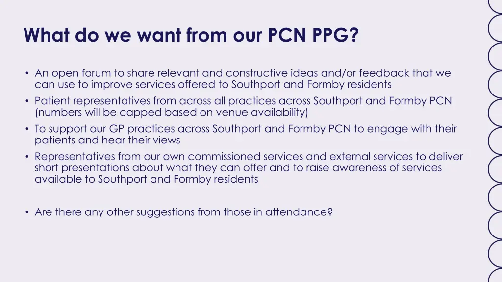 what do we want from our pcn ppg