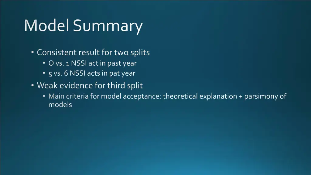 model summary