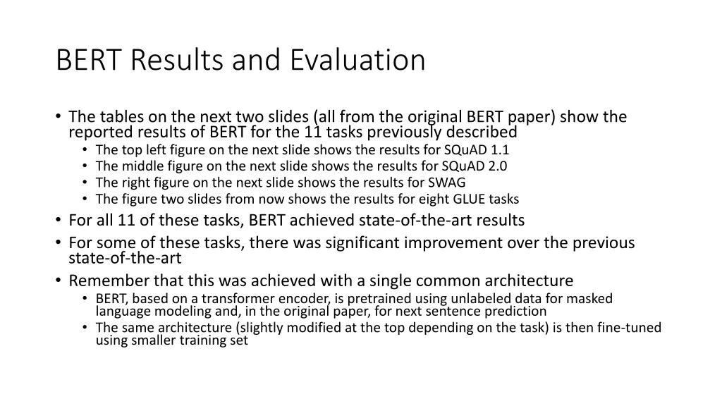 bert results and evaluation