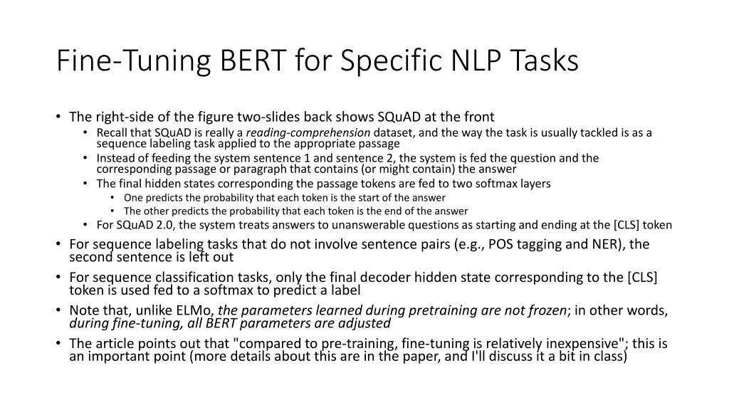 fine tuning bert for specific nlp tasks