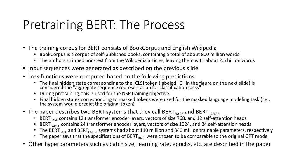 pretraining bert the process
