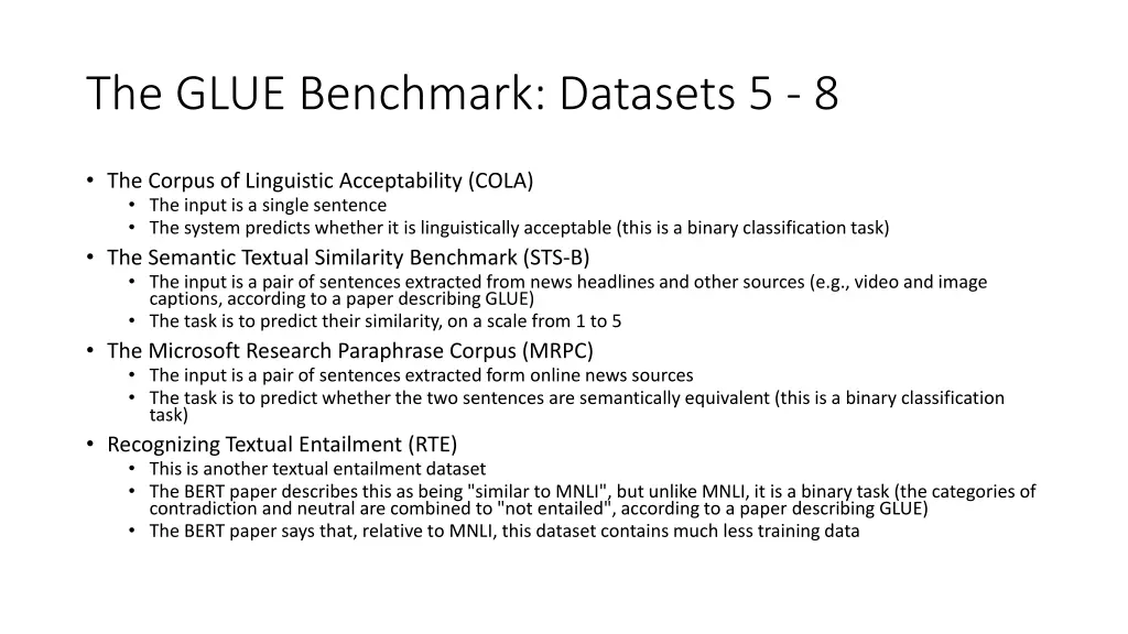 the glue benchmark datasets 5 8