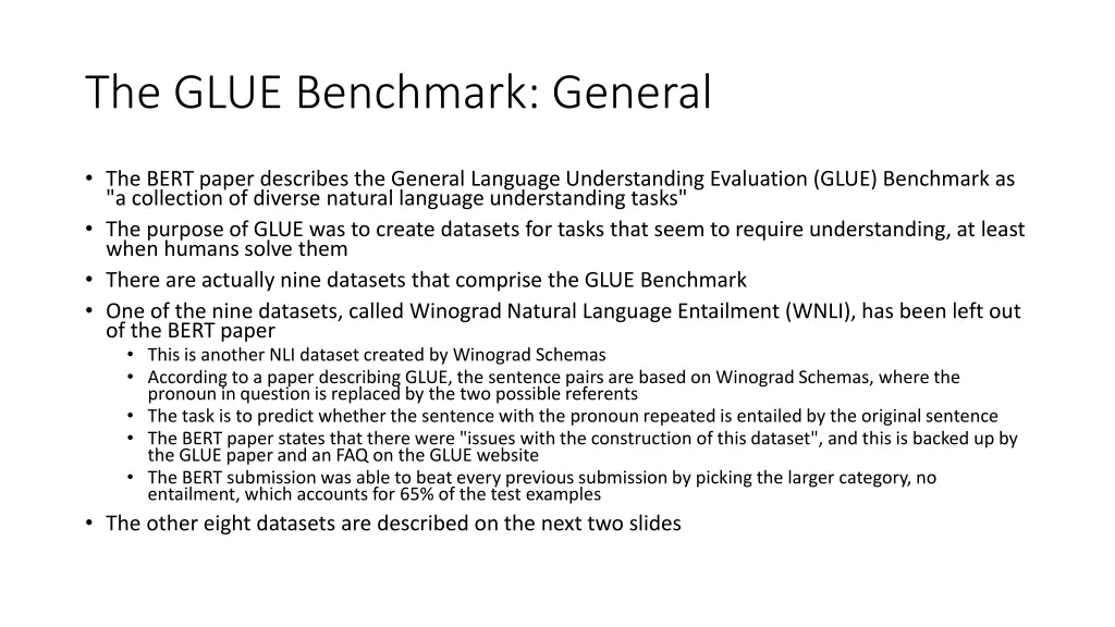 the glue benchmark general