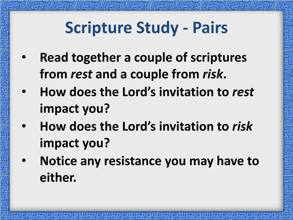 scripture study pairs