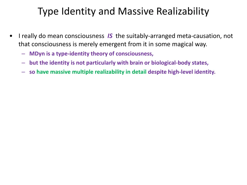 type identity and massive realizability