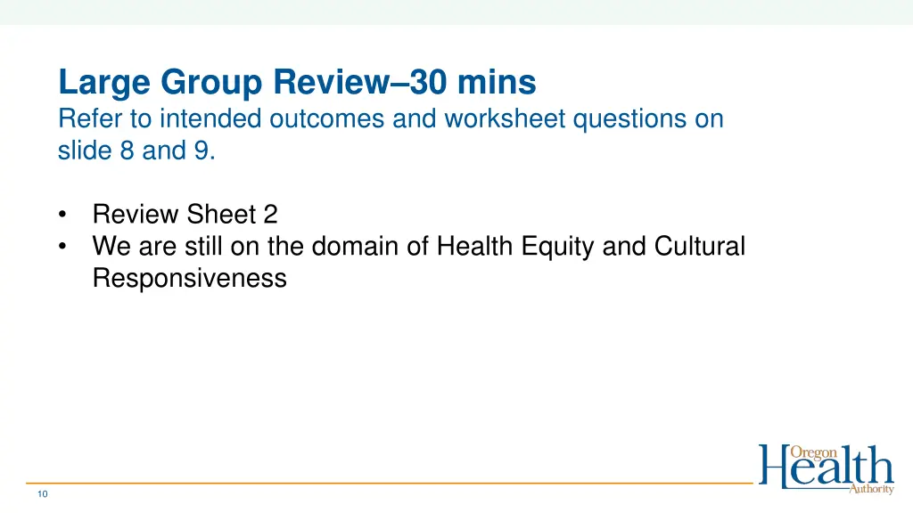 large group review 30 mins refer to intended